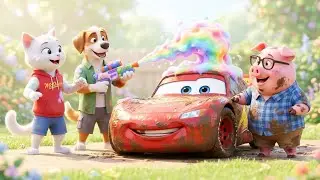 Cat & Friends WASH MCQUEEN Covered In Mud! McQueen and Friends