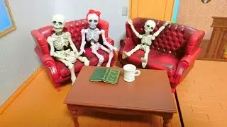Weird Japanese Toy Pose Skeleton's Western Style Miniature Room by Re-Ment