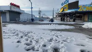 Walking A Snowy Wildwood Boardwalk - VLOG