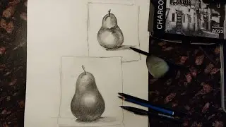 How to draw a pear🍐 with Graphite and Charcoal 🔴 Live 🔴 Vlog 18