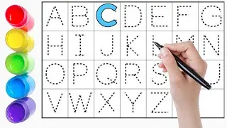 Alphabet, ABC song, abcd, a to z, Kids rhymes, collection for writing along dotted lines for toddler