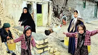 Surviving the Frozen Mountains ❄️🔥 | Mother Repairs the Wall in Brutal Cold🌦️