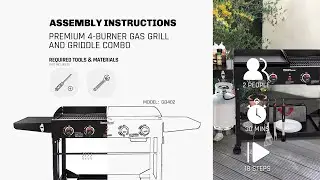Royal Gourmet&reg; GD402 PREMIUM 4-BURNER GAS GRILL AND GRIDDLE COMBO | Assembly Instructions