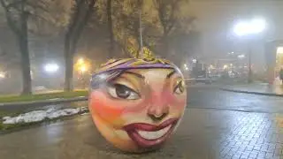 Almaty at night under the cover of fog. New Year 2026.