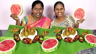 இப்படி ஒரு சிக்கன் கேக் இன்னைக்குதான் சாப்பிட்டேன் / Rice with Chicken curry , fish fry Eating Show
