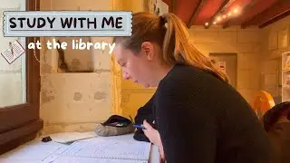 Study with me at the library /🤍/ Real sond // Real time // No music // Try to focus 😂