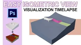 PHOTOSHOP VISUALIZATION TIMELAPSE - ISOMETRIC SIMPLE HOUSE MODEL VIEW!