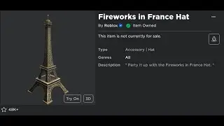 Free Accessory!! How to get Fireworks in France hat!