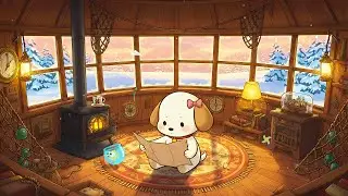 Cozy Winter Cabin Hideout 🔥 Lofi Hip Hop Radio - Beats to Relax/Study 🐶 Warm Fireplace Vibes