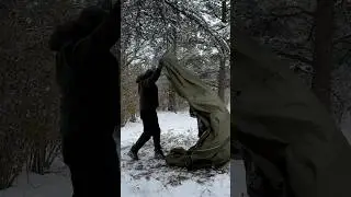 Solo Winter Camping in Heavy Cold 🥶❄️ #solowintercamping #hottentcamping #survival #camping #camp