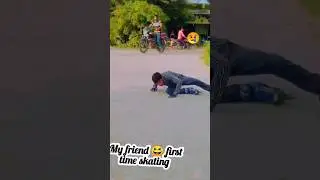my friend 😆 first time skating gir Bhai #skating #viralshort #new #video #viral #ytshorts #reaction