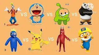 SSBU Battle: Goofy vs Doraemon vs Om Nom vs Kung Fu Panda vs Blue vs Pikachu vs Banban vs Pororo 