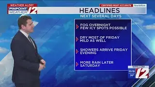 WPRI 12 Weather Forecast 1/8/26: Few Icy Spots Overnight; Mild Again Friday