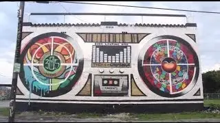 Huge Boombox Mural by Trek6 & Chor Boogie in Wynwood, Miami