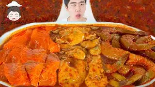 ซาชิมิดองซอสเผ็ดเกาหลี 3 กิโล หอยนางรมยักษ์ แซลมอนดอง กุ้งดอง โคตรอร่อยยย | ดมข้าว