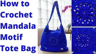 Mandala Crochet Motif Tote Bag  Crocheting Pattern LEFT HAND