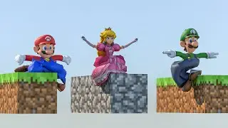 Super Mario VS Princess Peach VS Luigi [Softbody Race] 😂