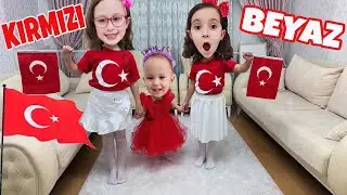 BUGÜN HER ŞEY KIRMIZI BEYAZ ! BAHAR BANU ALYA VE ASEL MİRA BAYRAĞIMIZIN RESMİNİ ÇİZDİ !! 