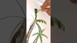 Quick and easy palm tree painting 🖼️ #shorts  #quickart #palmtreeart