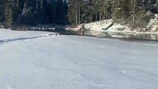 Kid sled on the ice fail