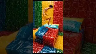 Jumping on a Jelly Cube Bed 😳🍮 (Sound ON!) #ASMR #OddlySatisfying #JellyASMR
