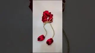 Elegant Handmade Red Satin Scrunchie with Bow | Stylish Hair Accessory #shorts #shortsfeed