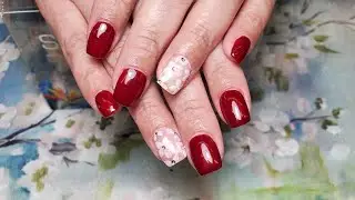 HVC Nail Art Design #34 || Hand Drawing White Flowers and Diamon