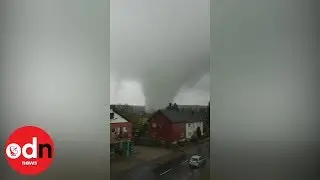 Terrifying video shows moment massive tornado hits German town