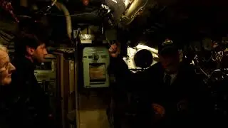 The tour guide on HMS Alliance (P417) at Royal Submarine Museum, Portsmouth