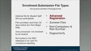 Enrollment Reporting & NSLDS SSCR Process & Schedules