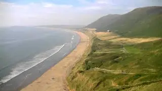High Tide at Rhossili Beach, Gower Peninsula, Wales, U.K.