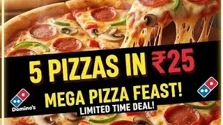 5 DOMINOS PIZZA in ₹25 मे😋|dominos coupon code today|zomato coupon code today| Domino's Pizza offer