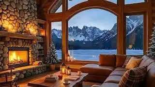 Copy of Cozy Winter Jazz Library ❄️ Snowy Reading Nook with Soft Fireplace & Night Jazz