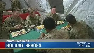 Soldiers eat Christmas dinner in Iraq