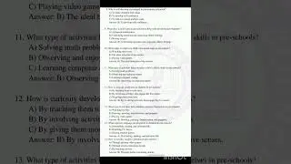 PRE PRIMARY TTCREPEATED QUESTIONS AND ANSWERS CONTRIBUTION OF EDUCATORS