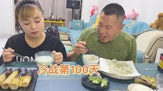 Cold War Day 100.Cook and eat for yourself!#eating show#eating challenge#asmr eating#funnyvideo