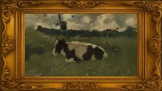 Impressionist Cow in Meadow &ndash; 4K Vintage Frame TV Art | Serene Pastoral Ambient Display for Home