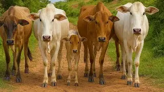 Mengiring Sapi Lembu Gembala Berjalan Menuju Ke Kandang Peternakan Ternak sapi di Desa - video sapi