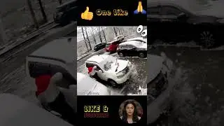 Roof Collapses on Parked Car! Shocking Crash Caught on CCTV #Shorts