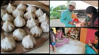 गणपती बाप्पा मोरया 😊🙏🏻...5 मिनिटांत केले decoration 😊... परफेक्ट उकडीचे मोदक आणि खुप सारी धावपळ..😊