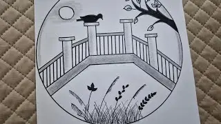 How to draw beautiful scenery step by step tutorial.   