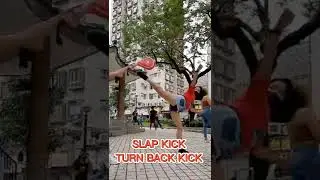 SLAP KICK WITH TURN BACK KICK #skills #shorts