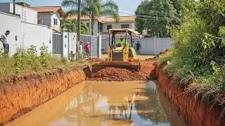 Powerful Dozer Earthmoving | Urban Drainage Construction Process