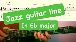 Jazz guitar line in Eb major 
