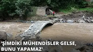 Araklı'daki selde, sadece tarihi kemer köprü ayakta kaldı