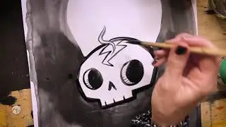 Inking process with brushes and washes