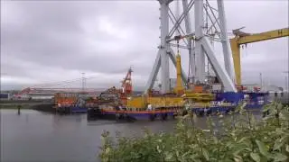 Close up of Svanen Heavy Lift Crane Ship Belfast