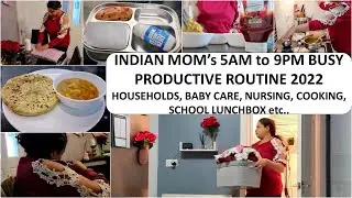 INDIAN MOM's 5am to 9pm Productive Busy Routine With Baby & School Going Kid | Easy Lunchbox Recipe