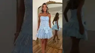 the perfect 🥀 our light blue strapless mini dress 💙 #fashion #model #beauty #style #outfit #shorts