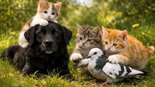 Cute Kittens Playing on Grass ,Goat, Chicken,Hen, 😺 Funny Cat Compilation